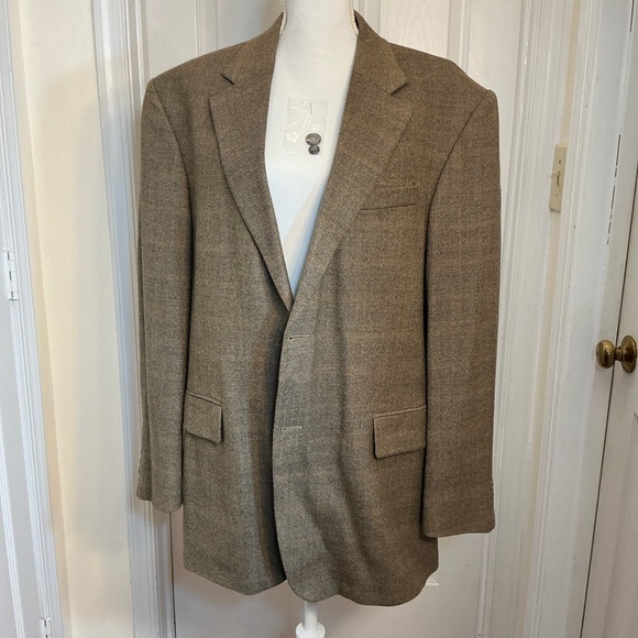 Oscar de la Renta Other - Oscar de la Renta Wool Herringbone Tweed Sport Coat Blazer Brown Tan ~42R